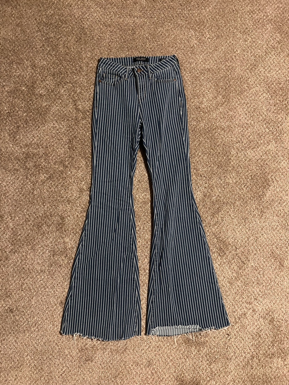 Judy Blue Navy & White Striped Wide Leg Jeans